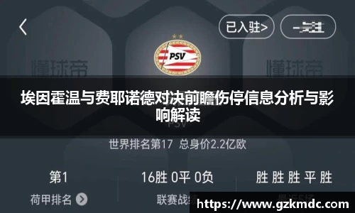 埃因霍温与费耶诺德对决前瞻伤停信息分析与影响解读